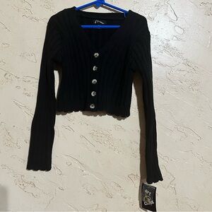 Art Class Black Girls Ribbed Cropped Button-Up Cardigan Sweater size Small NWT